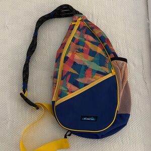 Kavu Multicolor Rope Sling Bag with Blue and Yellow Accents
